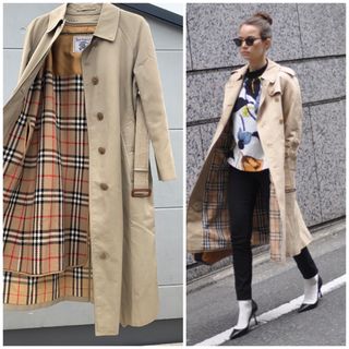 美品★ BURBERRY 高級トレンチコート ライナー付き ステンカラーコート