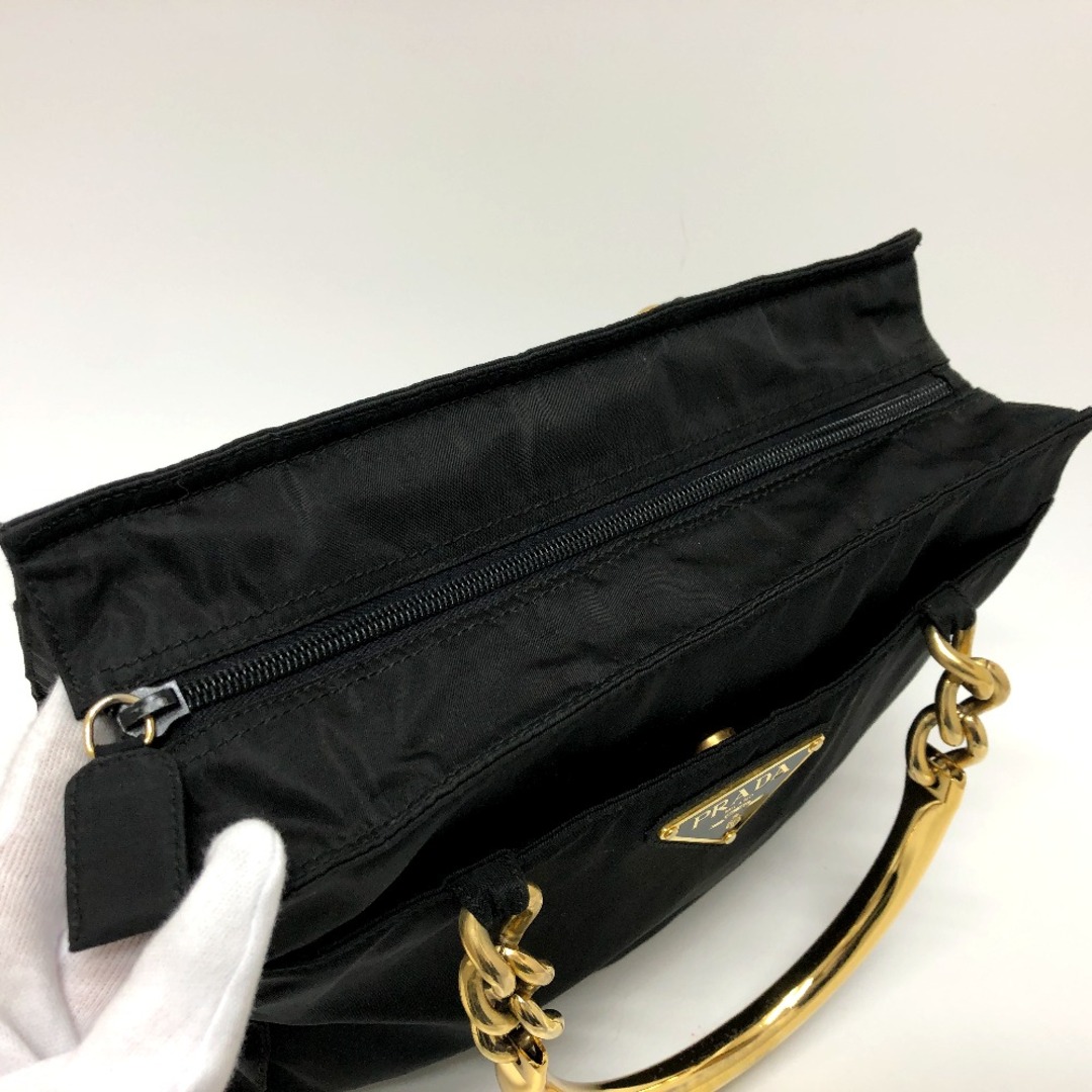 PRADA(プラダ)のプラダ PRADA トライアングルプレート ゴールドハンドル バッグ ハンドバッグ ナイロン ブラック レディースのバッグ(ハンドバッグ)の商品写真