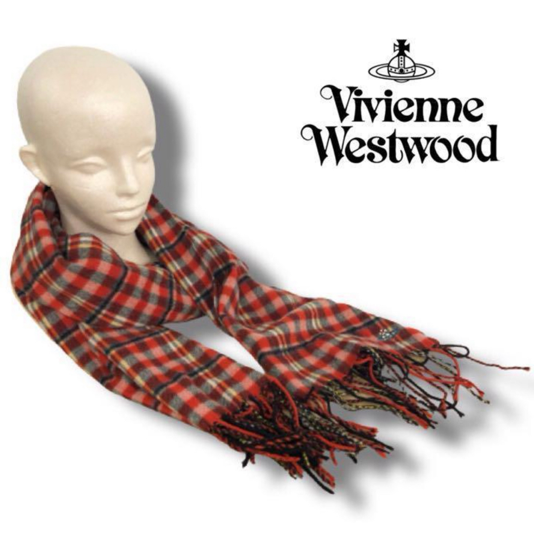 Vivienne Westwood(ヴィヴィアンウエストウッド)のVivienne Westwood マフラー ストール 赤チェック red レディースのファッション小物(マフラー/ショール)の商品写真