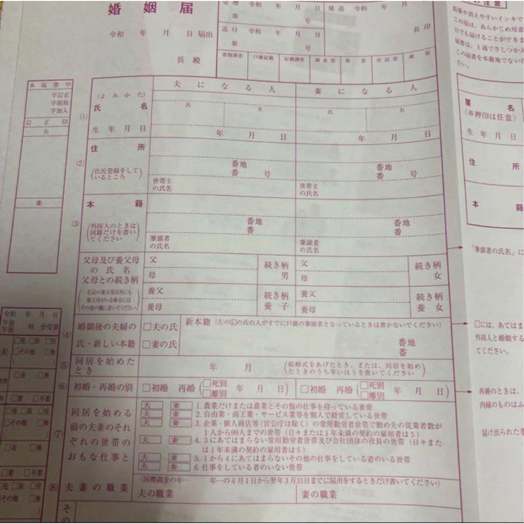 ピンクの婚姻届　すぐ発送 エンタメ/ホビーのコレクション(印刷物)の商品写真