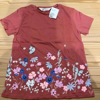 エイチアンドエム(H&M)のH&M 半袖　ちょうちょ　花柄　Tシャツ　135 140 タグ付き　新品(Tシャツ/カットソー)