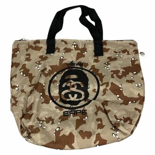 STUSSY ステューシー ×BAPE 雑誌付録 ノベルティ トートバッグ ブラウン系 正規品 / B5084