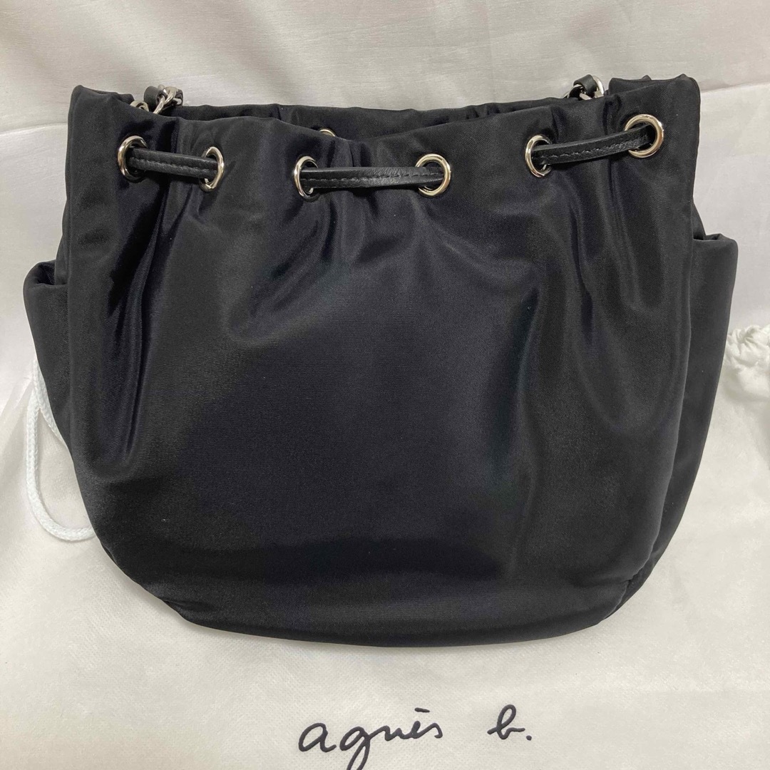 agnes b.(アニエスベー)の【極美品】アニエスベー　ショルダーバッグ　巾着　ナイロン　レザー　チェーン レディースのバッグ(ショルダーバッグ)の商品写真