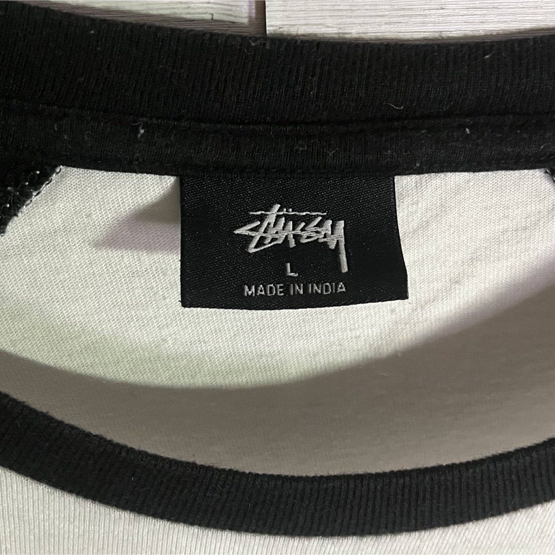 STUSSY(ステューシー)の【希少デザイン】ステューシー ビックロゴ ラグラン 7分袖 ホワイトL メンズのトップス(Tシャツ/カットソー(七分/長袖))の商品写真