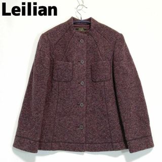 レリアン(leilian)のレリアン モックネックウールジャケット パープル 紫 レディース ハイネック 9(ノーカラージャケット)