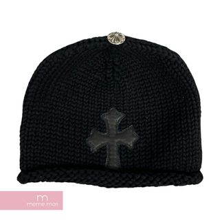 クロムハーツ(Chrome Hearts)のCHROME HEARTS Cashmere Cross Beanie クロムハーツ カシミヤクロスビーニー ニットキャップ ニット帽 レザークロスパッチ クロスボールボタン シルバー925 ブラック【240323】【新古品】【me04】(ニット帽/ビーニー)