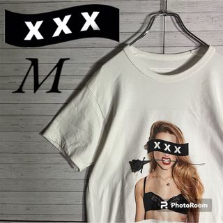 【大人気デザイン】 ゴッドセレクションXXX ビックロゴ ホワイト Tシャツ M