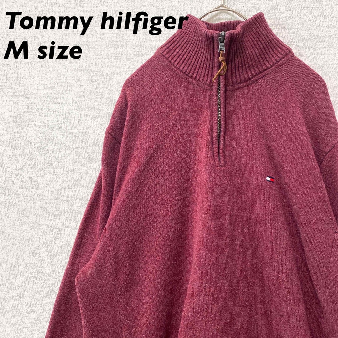 TOMMY HILFIGER(トミーヒルフィガー)のトミーヒルフィガー　ニット　セーター　ハーフジップ　刺繍ロゴ　男女兼用　Mサイズ メンズのトップス(ニット/セーター)の商品写真