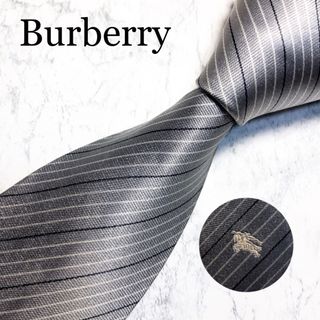 バーバリー(BURBERRY)のBUBERRY ネクタイ　グレー　ストライプ　ホースロゴ(ネクタイ)