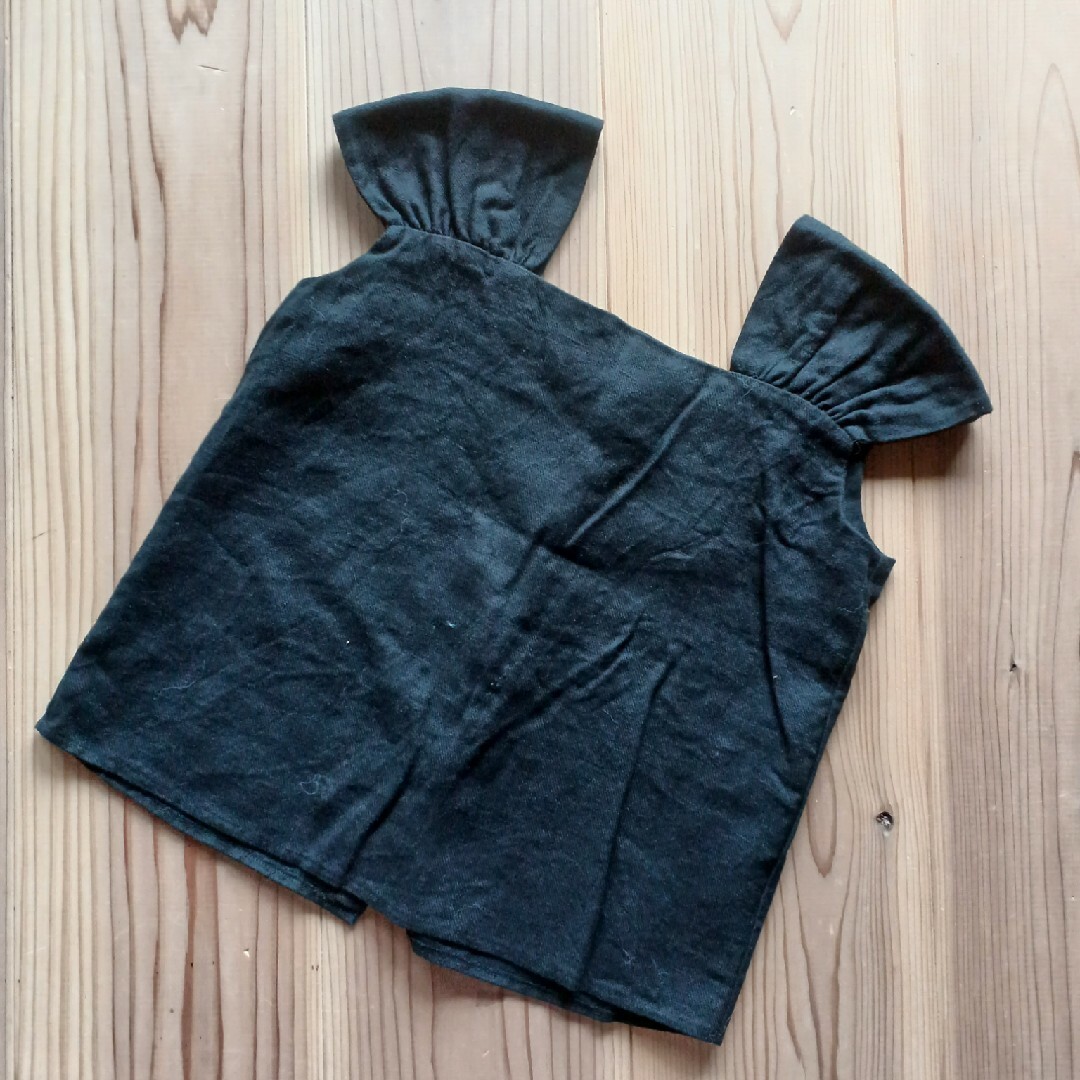 【Myu】2wayパールボタンリネンブラウス　ブラック レディースのトップス(シャツ/ブラウス(半袖/袖なし))の商品写真