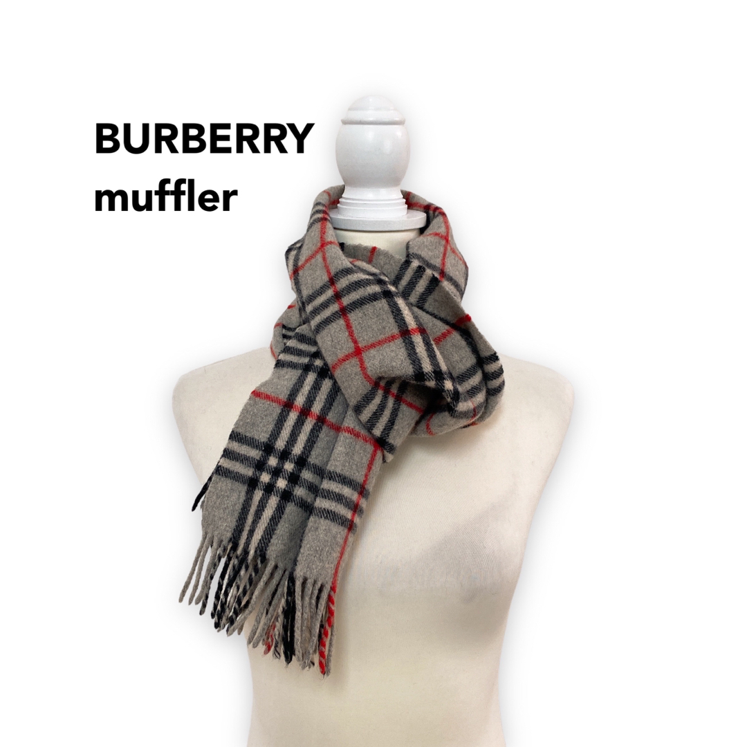 BURBERRY(バーバリー)のBurberry バーバリー　マフラー　ストール　ノバチェック　ウール　グレー レディースのファッション小物(マフラー/ショール)の商品写真