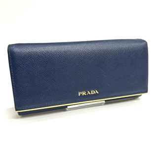 プラダ(PRADA)のPRADA プラダ　長財布　ゴールド金具　ネイビー 紺色　ウォレット　レディース(財布)