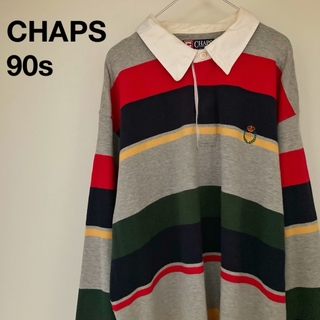 CHAPS - 90s CHAPS チャップス マルチボーダーポロシャツ ラガーシャツ 
