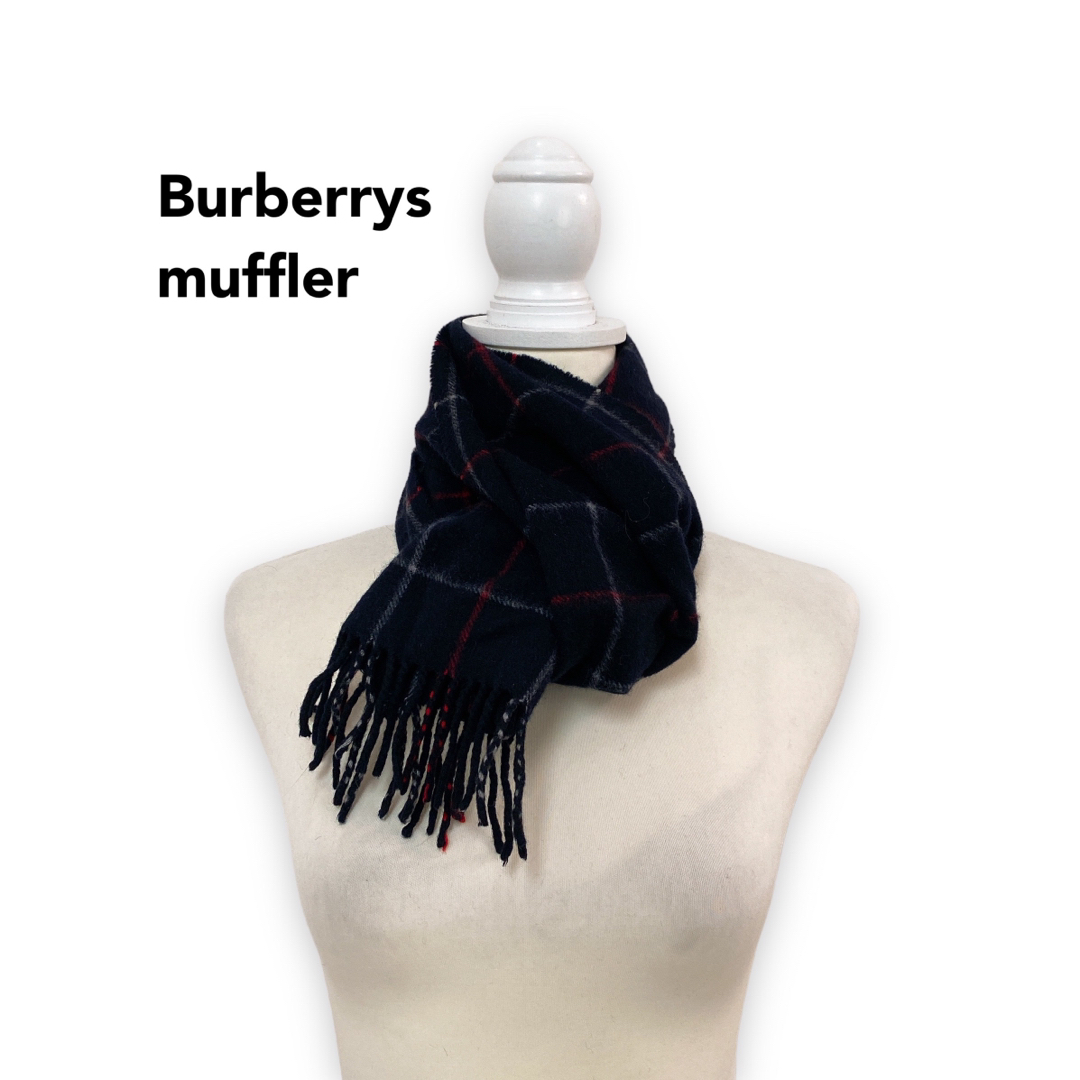 BURBERRY(バーバリー)のBurberrys バーバリー　マフラー　チェック　ストール　カシミヤ　ネイビー レディースのファッション小物(マフラー/ショール)の商品写真