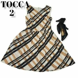 トッカ(TOCCA)の【上品】TOCCA　ひざ丈ワンピース　チェック　2　レディース　日本製　服(ひざ丈ワンピース)