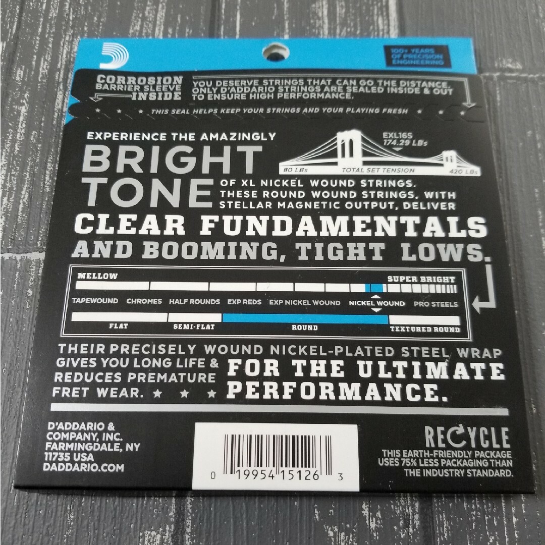 新品　D'Addario ダダリオ ベース弦 ニッケル EXL165 楽器のベース(弦)の商品写真