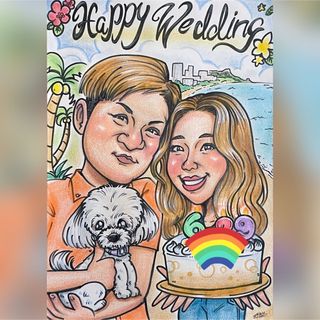 似顔絵オーダー　ウェルカムボード　結婚　お祝い　贈り物　プレゼント　誕生日(アート/写真)