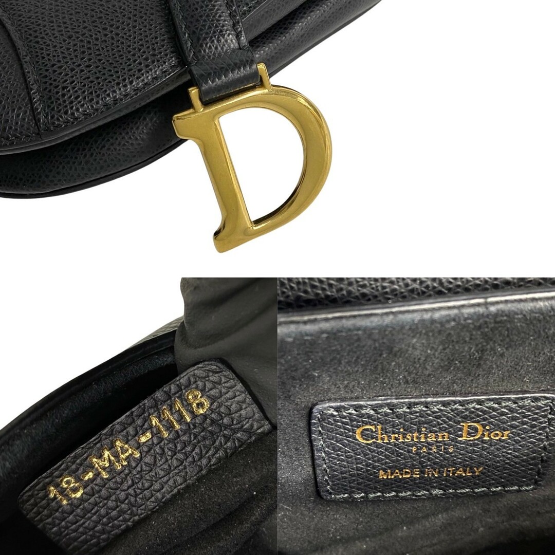 Dior(ディオール)の未使用保管品 レア品 Christian Dior ディオール CD ロゴ 金具 サドルバッグ レザー 本革 ミニ ハンドバッグ ブラック 黒 33758 レディースのバッグ(ハンドバッグ)の商品写真