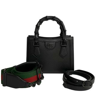 Gucci - 未使用保管品 レア 箱 袋付 GUCCI グッチ ダイアナ バンブー GG ロゴ レザー 本革 2way ミニ ハンドバッグ ショルダーバッグ 黒 16420