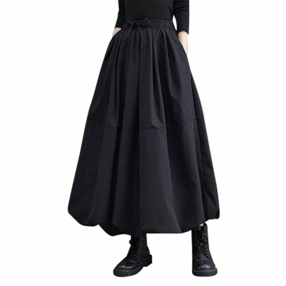 【色: ブラック】[TeMibery Lyric] スカート レディース ロング レディースのファッション小物(その他)の商品写真