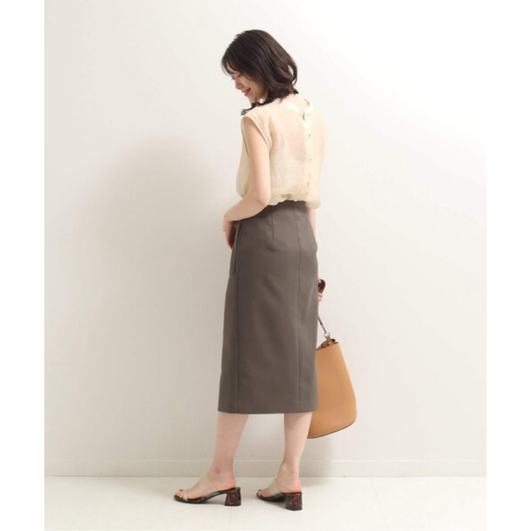 Noble(ノーブル)のNOBLE ノーブル  T/Cフープジップタイトスカート　ブラウン36 レディースのスカート(ひざ丈スカート)の商品写真