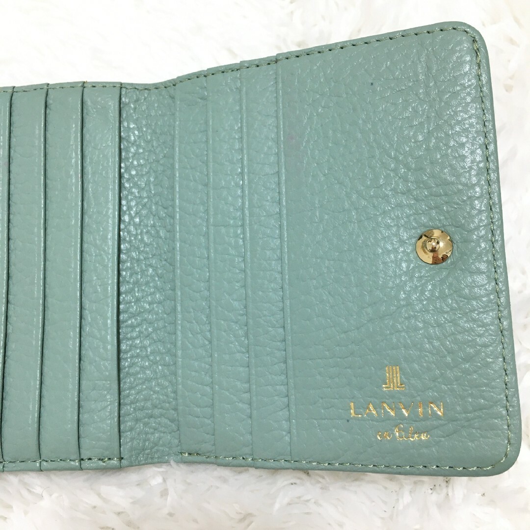 LANVIN en Bleu(ランバンオンブルー)のLANVIN en Bleu✨ ランバンオンブルー パール 折り財布 ブルー レディースのファッション小物(財布)の商品写真