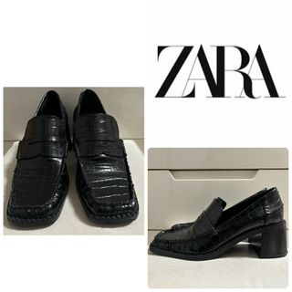 ザラ(ZARA)のZARA ブラック　エコレザー　ローファー(ローファー/革靴)