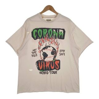 GALLERY DEPT. ギャラリーデプト ATK CORONA VIRUS WORLD TOUR プリントTシャツ ダメージ加工 ベージュ Size L(Tシャツ/カットソー(半袖/袖なし))