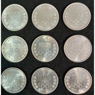 銀貨 東京オリンピック1000円銀貨　９枚 silver925 銀貨状態美品綺麗(金属工芸)