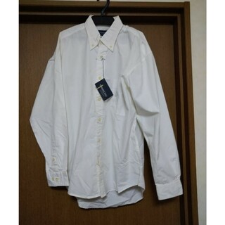M0324 無地　白　長袖シャツ　Mサイズ　タグ付き新品未使用(シャツ)