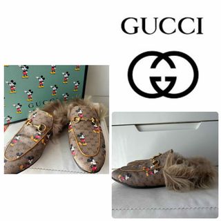 グッチ(Gucci)のGUCCI×ディズニーコラボ　ミッキー　ファー　サンダル(サンダル)