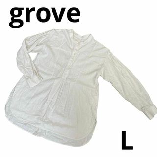 グローブ(grove)のgrove グローブ  リネン混 ヨーク切り替えシャツ WEB限定サイズL  麻(シャツ/ブラウス(長袖/七分))