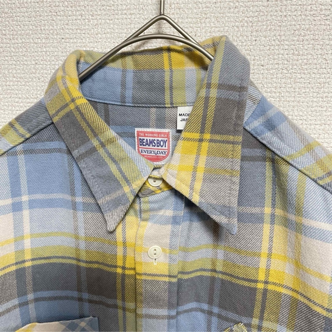 BEAMS BOY(ビームスボーイ)のビームスボーイ ネルチェックシャツワンピース　イエロー レディースのトップス(シャツ/ブラウス(長袖/七分))の商品写真