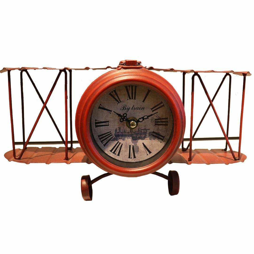 BIEYE時計C10001 レトロ時計 金属時計 卓上時計 装飾品 飛行機 インテリア/住まい/日用品のインテリア小物(置時計)の商品写真