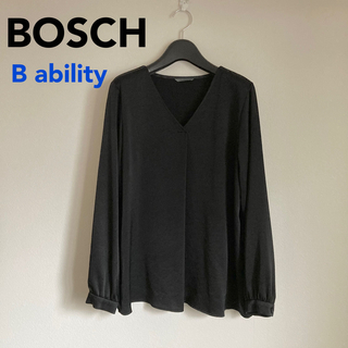 ボッシュ(BOSCH)の【B ability】BOSCH ボッシュ  Vネック タックブラウス 黒 M(シャツ/ブラウス(長袖/七分))
