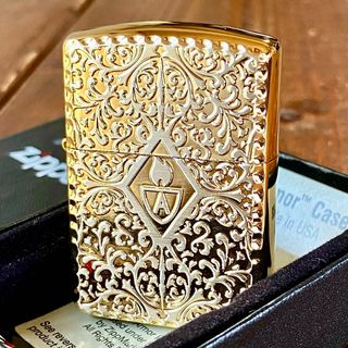 ジッポー(ZIPPO)のZippo アーマー 両面 アラベスク ゴールド/シルバー 唐草 ジッポー(タバコグッズ)