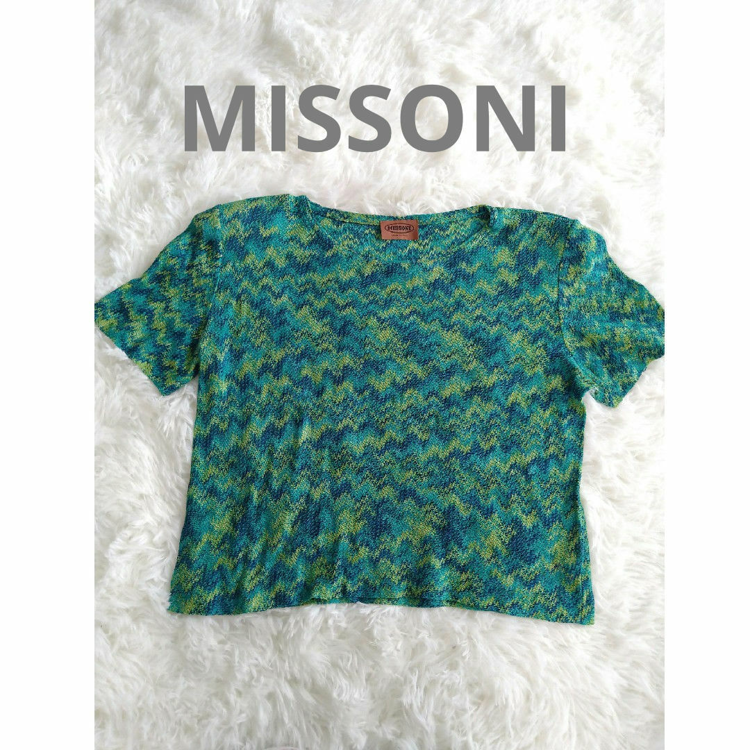 MISSONI(ミッソーニ)のMISSONI　総柄　半袖ニット　サイズ46 レディースのトップス(ニット/セーター)の商品写真