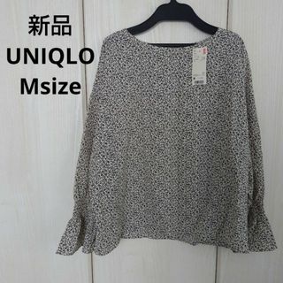 ユニクロ(UNIQLO)の新品☆UNIQLO プリントボリュームスリーブブラウス Mサイズ(シャツ/ブラウス(長袖/七分))