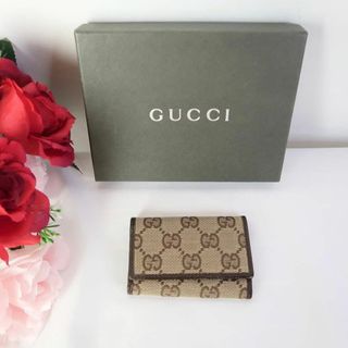 グッチ(Gucci)のs780 良品 グッチ 六連キーケース GGキャンバス レザー ブラウン(その他)