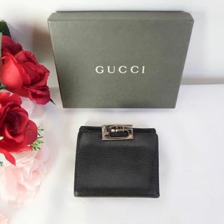 グッチ(Gucci)のs781 グッチ 折り財布 レザー G 黒ブラック(その他)