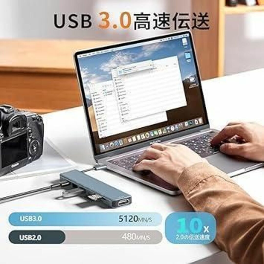 匿名配送✨USB-C ハブ 7-in-1 マルチポート 急速PD充電 スマホ/家電/カメラのPC/タブレット(PC周辺機器)の商品写真