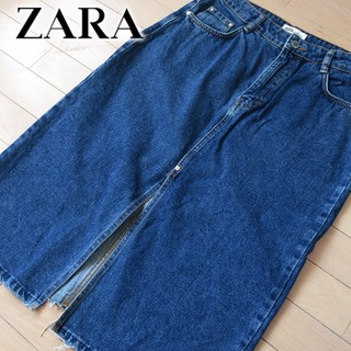 ザラ(ZARA)の美品 (EUR)L ザラ ZARA デニムスカート(ひざ丈スカート)