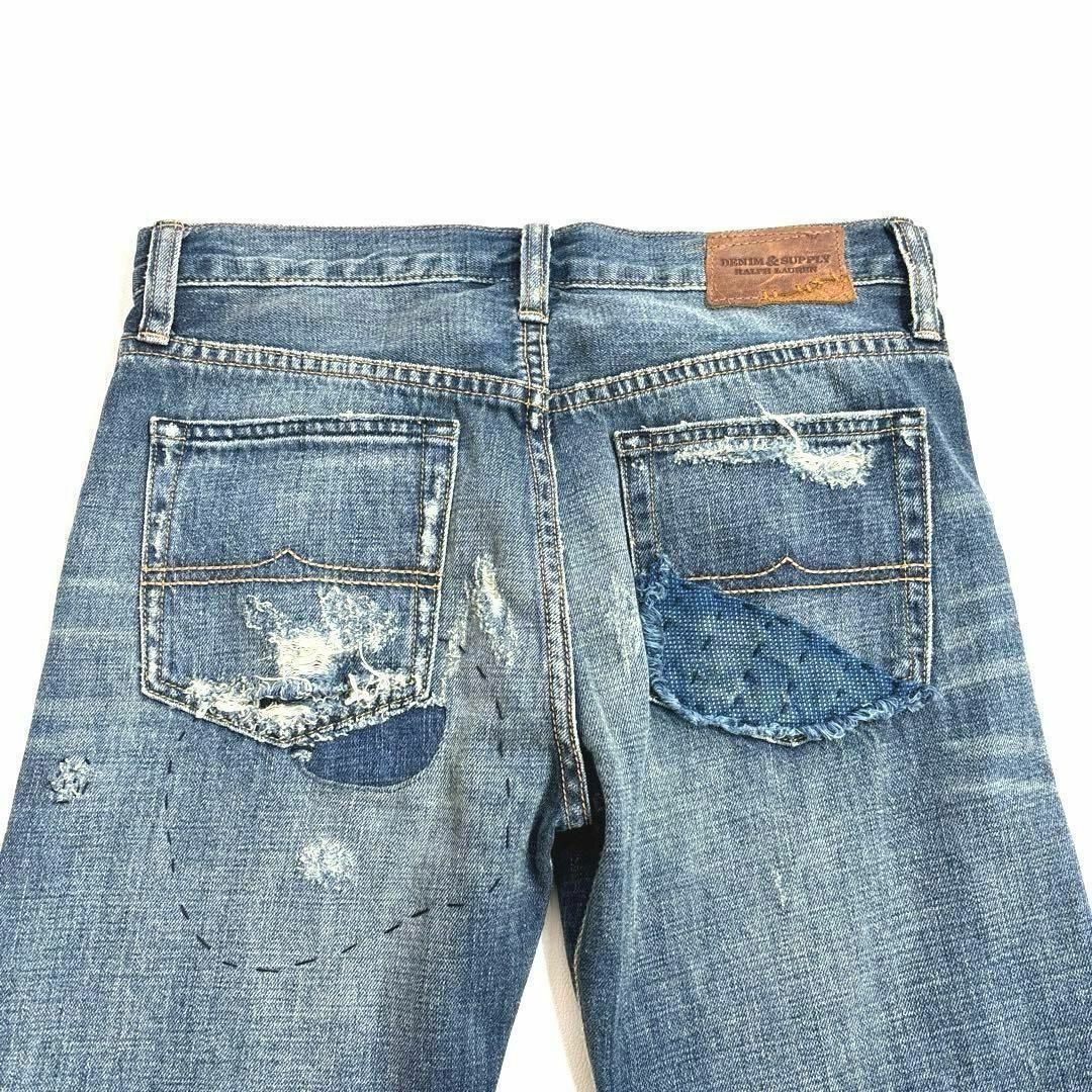 Denim & Supply Ralph Lauren(デニムアンドサプライラルフローレン)のラルフローレン　24 デニム　刺し子　ボーイフレンド　インディゴ　ストレート レディースのパンツ(デニム/ジーンズ)の商品写真