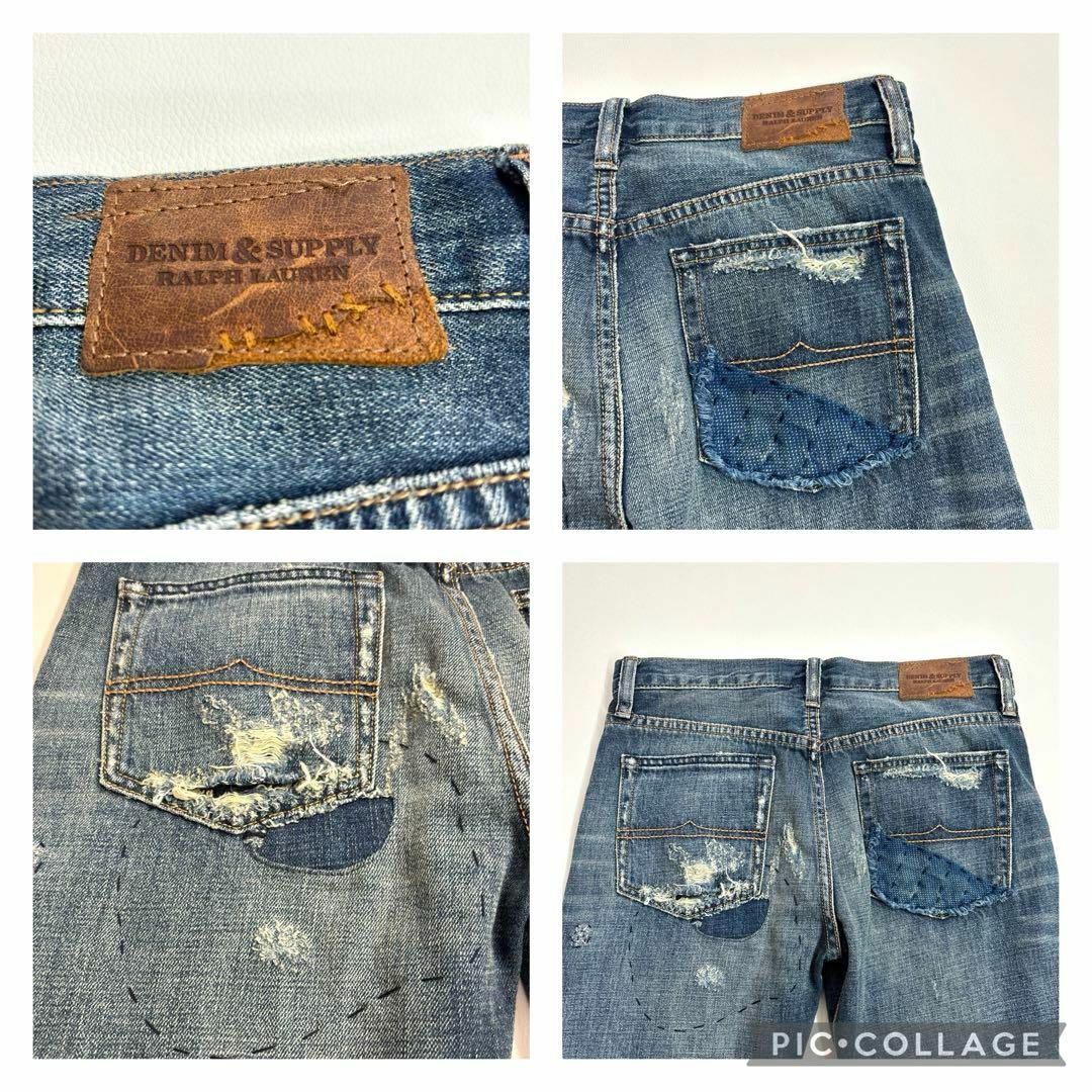 Denim & Supply Ralph Lauren(デニムアンドサプライラルフローレン)のラルフローレン　24 デニム　刺し子　ボーイフレンド　インディゴ　ストレート レディースのパンツ(デニム/ジーンズ)の商品写真