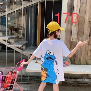 KWEA051キッズ Tシャツワンピース ロング 夏 半袖 プリント 子供服(Tシャツ/カットソー)