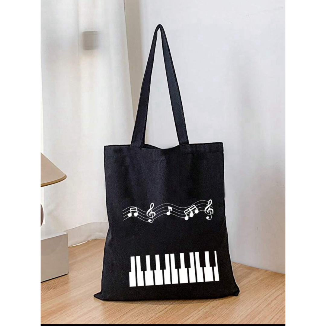 ピアノ鍵盤柄 キャンバス トートバッグ  レディースのバッグ(トートバッグ)の商品写真
