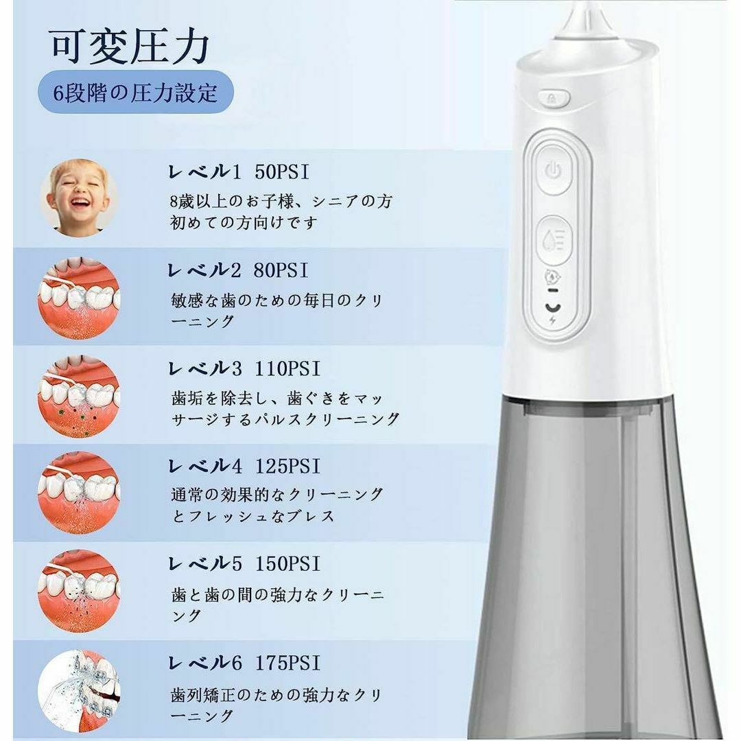 Liebssen 口腔洗浄機器 携帯型容量300ML 6 水強度 5段階調整 コスメ/美容のオーラルケア(その他)の商品写真