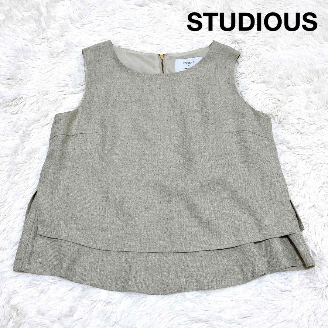 STUDIOUS(ステュディオス)のSTUDIOUS ノースリーブ トップス ベージュ レディースのトップス(カットソー(半袖/袖なし))の商品写真