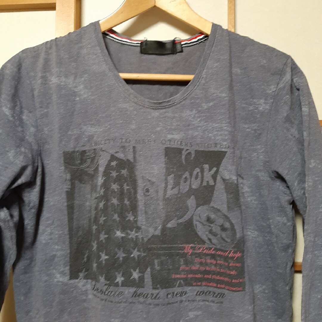 パープル系　長袖TシャツM レディースのトップス(Tシャツ(長袖/七分))の商品写真