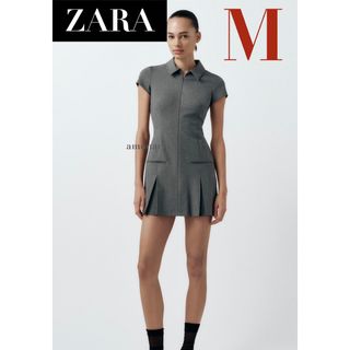 ザラ(ZARA)の【新品】ZARA ボックスプリーツショートワンピース　ミニワンピース　ワンピース(ミニワンピース)